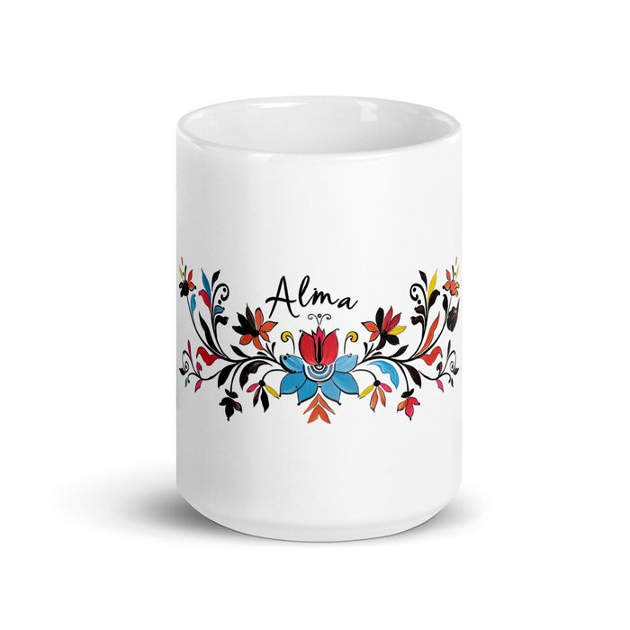 Alma Exclusive Name Art Piece Home Office Work Coffee Mug Mexican Spanish Pride Gift Cup One-Of-A-Kind Calligraphy White Glossy Mug | A13 Mexicada