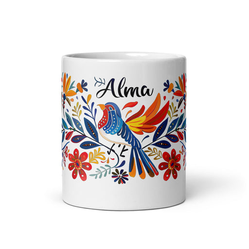 Alma Exclusive Name Art Piece Home Office Work Coffee Mug Mexican Spanish Pride Gift Cup One - Of - A - Kind Calligraphy White Glossy Mug | A15 - Mexicada