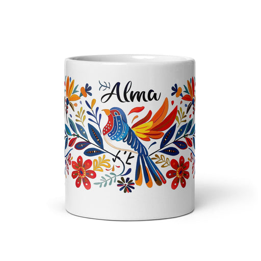 Alma Exclusive Name Art Piece Home Office Work Coffee Mug Mexican Spanish Pride Gift Cup One-Of-A-Kind Calligraphy White Glossy Mug | A15 Mexicada