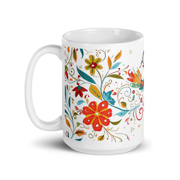 Alma Exclusive Name Art Piece Home Office Work Coffee Mug Mexican Spanish Pride Gift Cup One - Of - A - Kind Calligraphy White Glossy Mug | A19 - Mexicada