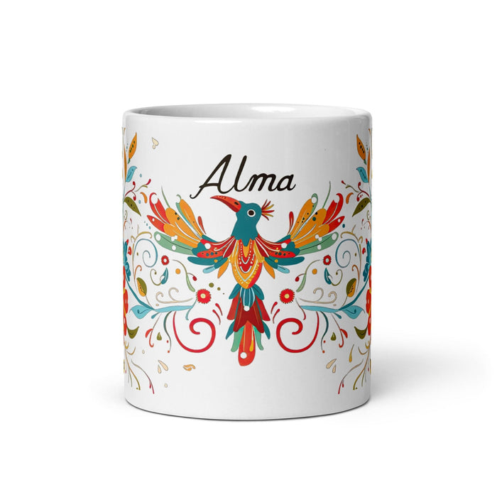 Alma Exclusive Name Art Piece Home Office Work Coffee Mug Mexican Spanish Pride Gift Cup One-Of-A-Kind Calligraphy White Glossy Mug | A19 Mexicada