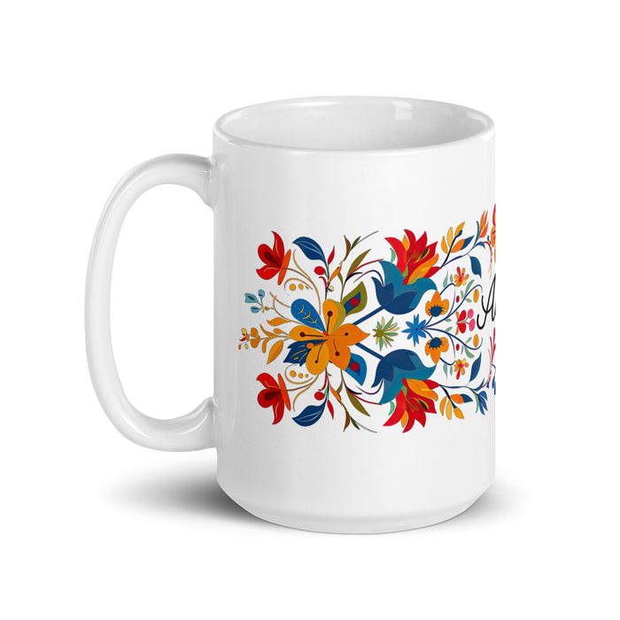 Alma Exclusive Name Art Piece Home Office Work Coffee Mug Mexican Spanish Pride Gift Cup One - Of - A - Kind Calligraphy White Glossy Mug | A2 - Mexicada