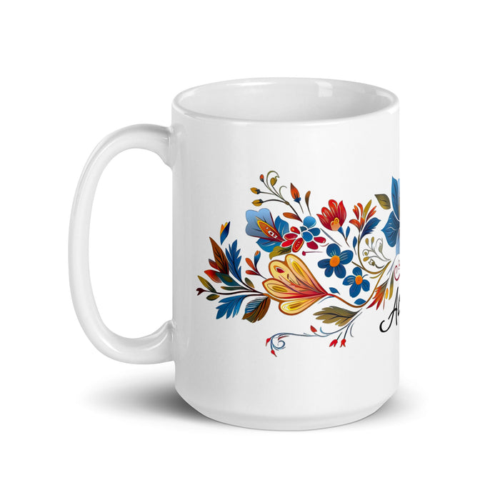 Alma Exclusive Name Art Piece Home Office Work Coffee Mug Mexican Spanish Pride Gift Cup One - Of - A - Kind Calligraphy White Glossy Mug | A20 - Mexicada