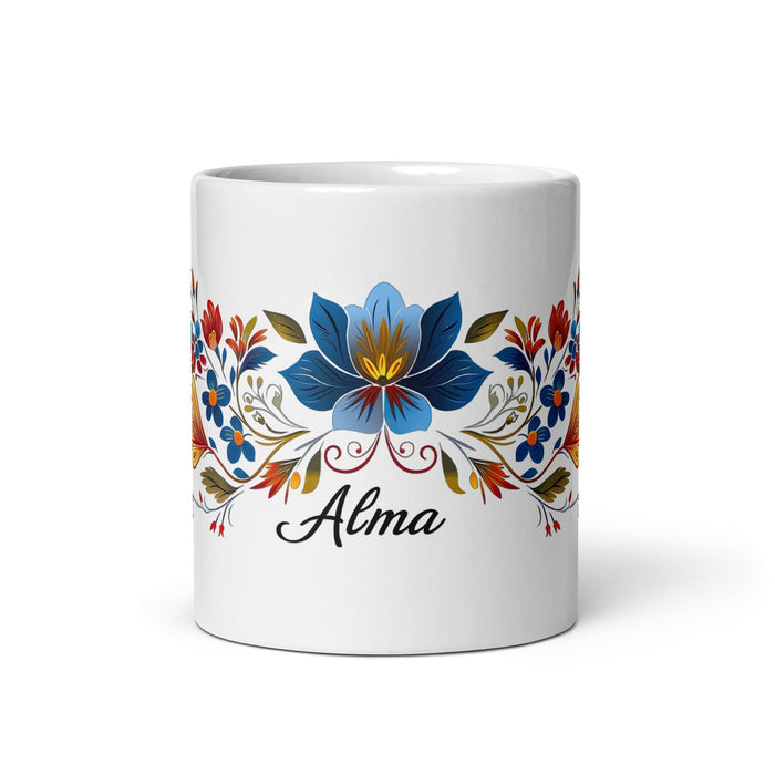 Alma Exclusive Name Art Piece Home Office Work Coffee Mug Mexican Spanish Pride Gift Cup One-Of-A-Kind Calligraphy White Glossy Mug | A20 Mexicada