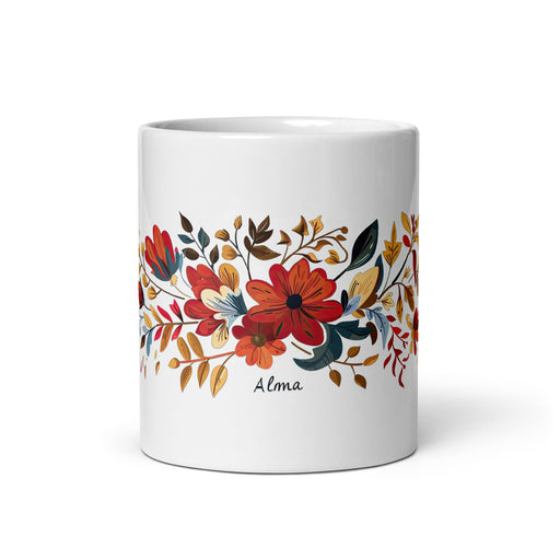 Alma Exclusive Name Art Piece Home Office Work Coffee Mug Mexican Spanish Pride Gift Cup One - Of - A - Kind Calligraphy White Glossy Mug | A22 - Mexicada