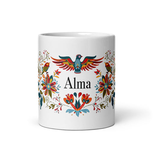 Alma Exclusive Name Art Piece Home Office Work Coffee Mug Mexican Spanish Pride Gift Cup One - Of - A - Kind Calligraphy White Glossy Mug | A24 - Mexicada