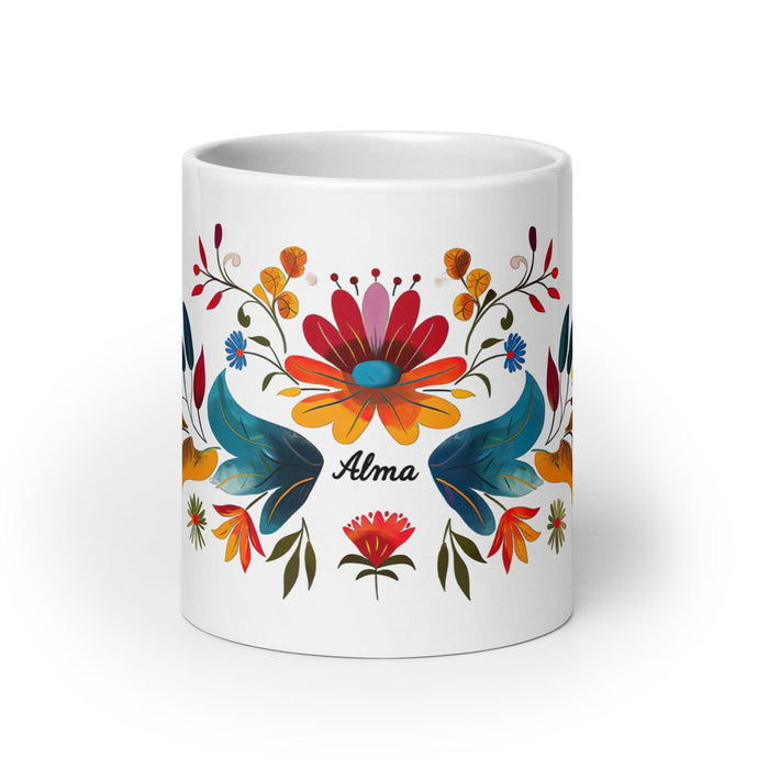 Alma Exclusive Name Art Piece Home Office Work Coffee Mug Mexican Spanish Pride Gift Cup One-Of-A-Kind Calligraphy White Glossy Mug | A26 Mexicada