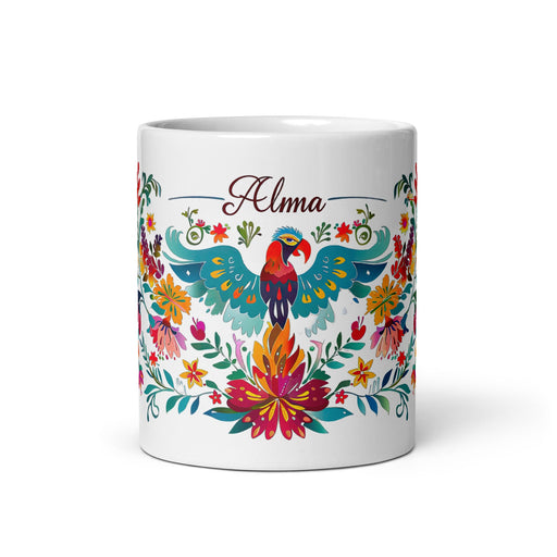 Alma Exclusive Name Art Piece Home Office Work Coffee Mug Mexican Spanish Pride Gift Cup One - Of - A - Kind Calligraphy White Glossy Mug | A27 - Mexicada