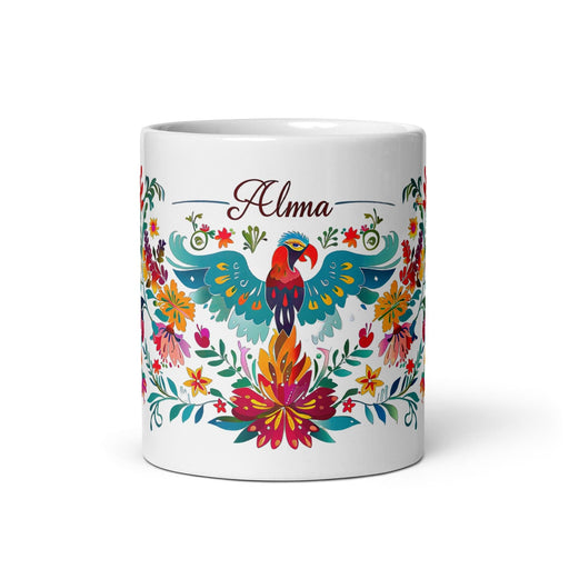 Alma Exclusive Name Art Piece Home Office Work Coffee Mug Mexican Spanish Pride Gift Cup One-Of-A-Kind Calligraphy White Glossy Mug | A27 Mexicada