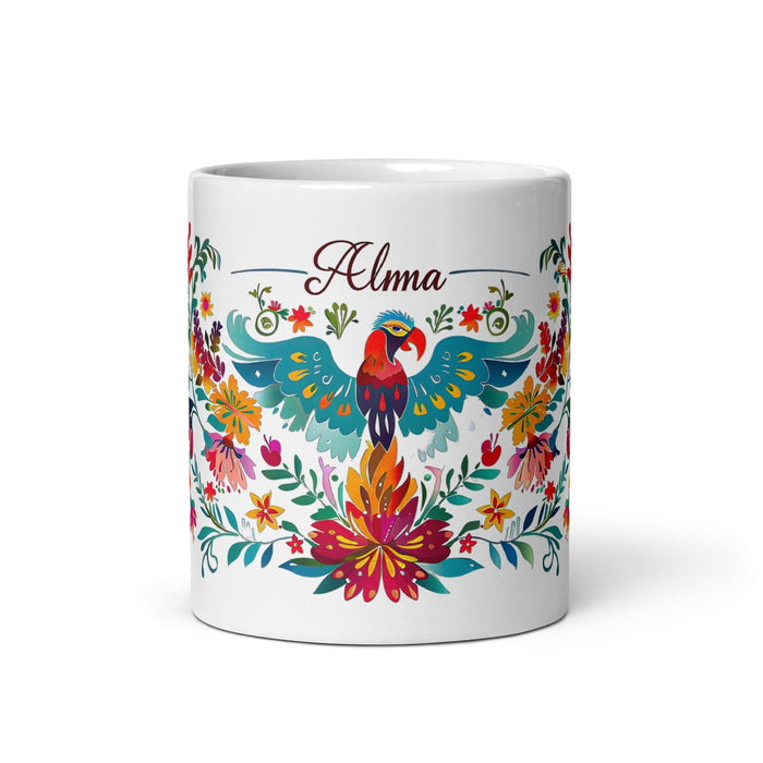 Alma Exclusive Name Art Piece Home Office Work Coffee Mug Mexican Spanish Pride Gift Cup One-Of-A-Kind Calligraphy White Glossy Mug | A27 Mexicada