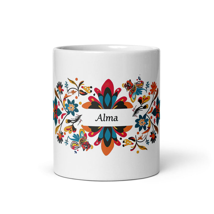 Alma Exclusive Name Art Piece Home Office Work Coffee Mug Mexican Spanish Pride Gift Cup One-Of-A-Kind Calligraphy White Glossy Mug | A29 Mexicada