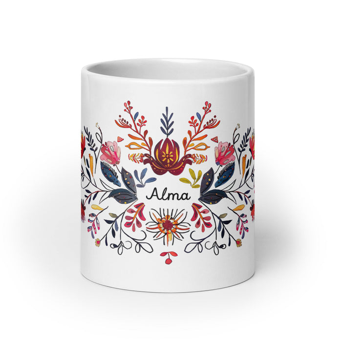 Alma Exclusive Name Art Piece Home Office Work Coffee Mug Mexican Spanish Pride Gift Cup One - Of - A - Kind Calligraphy White Glossy Mug | A3 - Mexicada