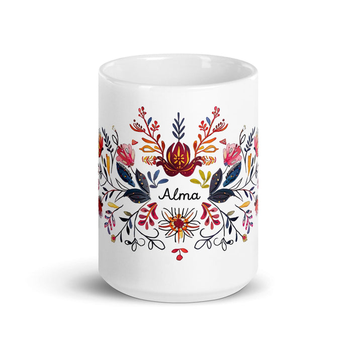 Alma Exclusive Name Art Piece Home Office Work Coffee Mug Mexican Spanish Pride Gift Cup One-Of-A-Kind Calligraphy White Glossy Mug | A3 Mexicada