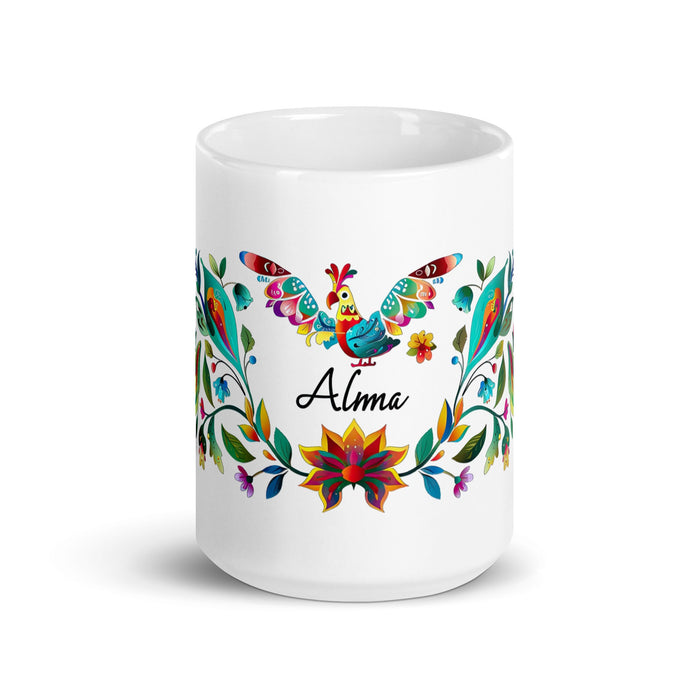 Alma Exclusive Name Art Piece Home Office Work Coffee Mug Mexican Spanish Pride Gift Cup One - Of - A - Kind Calligraphy White Glossy Mug | A30 - Mexicada