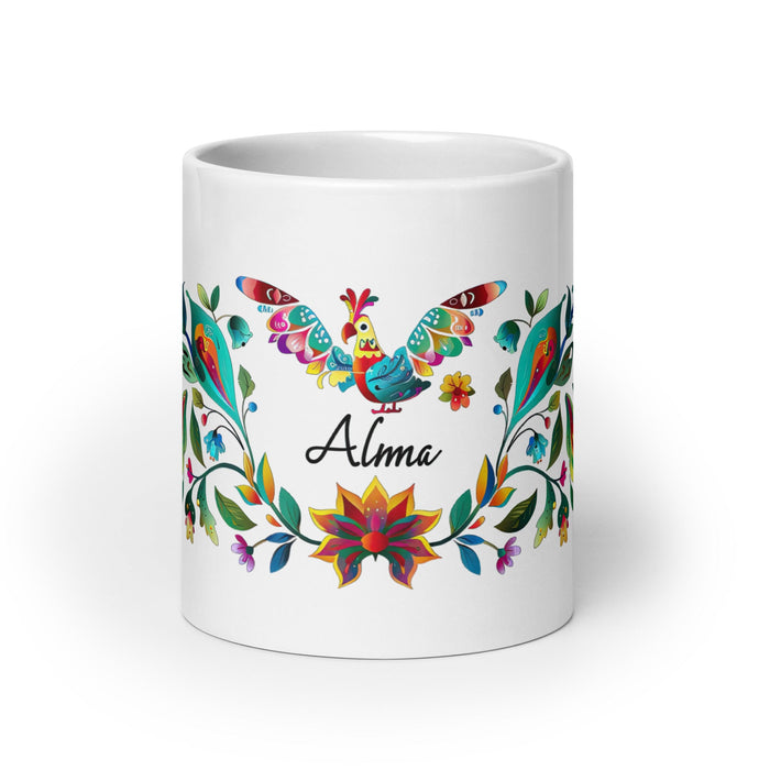 Alma Exclusive Name Art Piece Home Office Work Coffee Mug Mexican Spanish Pride Gift Cup One - Of - A - Kind Calligraphy White Glossy Mug | A30 - Mexicada