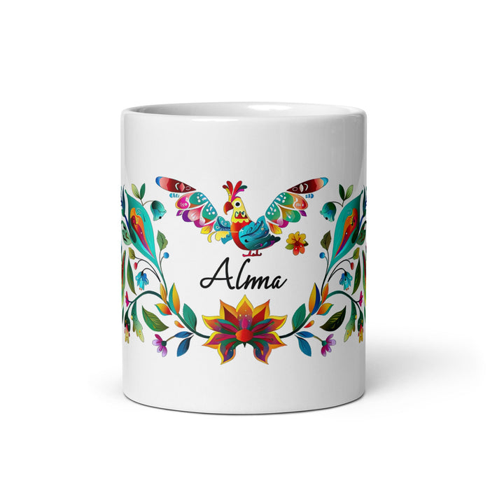 Alma Exclusive Name Art Piece Home Office Work Coffee Mug Mexican Spanish Pride Gift Cup One - Of - A - Kind Calligraphy White Glossy Mug | A30 - Mexicada