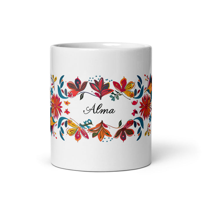 Alma Exclusive Name Art Piece Home Office Work Coffee Mug Mexican Spanish Pride Gift Cup One - Of - A - Kind Calligraphy White Glossy Mug | A4 - Mexicada