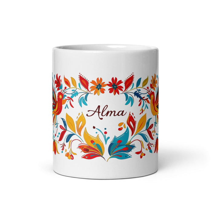 Alma Exclusive Name Art Piece Home Office Work Coffee Mug Mexican Spanish Pride Gift Cup One-Of-A-Kind Calligraphy White Glossy Mug | A5 Mexicada