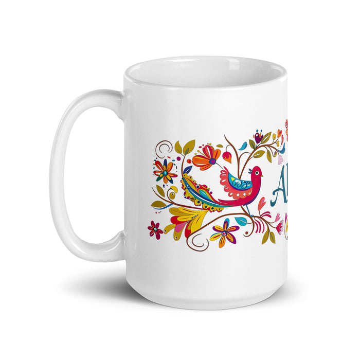 Alma Exclusive Name Art Piece Home Office Work Coffee Mug Mexican Spanish Pride Gift Cup One - Of - A - Kind Calligraphy White Glossy Mug | A6 - Mexicada