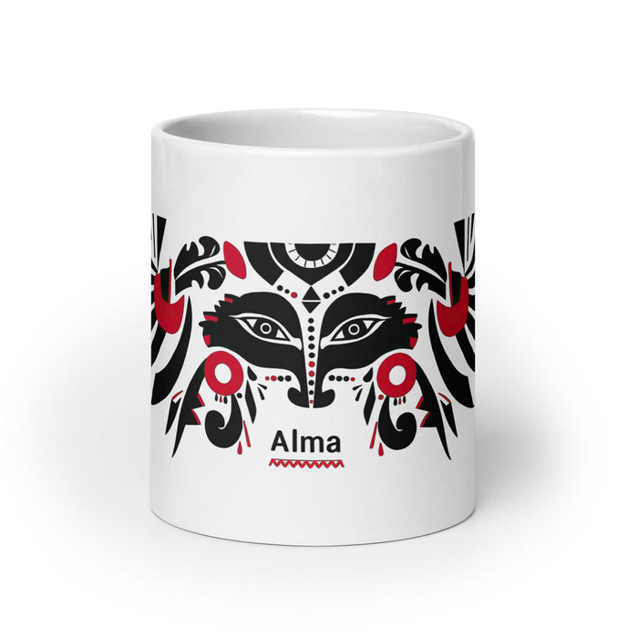 Alma Exclusive Name Art Piece Home Office Work Coffee Mug Mexican Spanish Pride Gift Cup One - Of - A - Kind Calligraphy White Glossy Mug | A7 - Mexicada