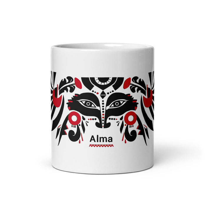 Alma Exclusive Name Art Piece Home Office Work Coffee Mug Mexican Spanish Pride Gift Cup One - Of - A - Kind Calligraphy White Glossy Mug | A7 - Mexicada