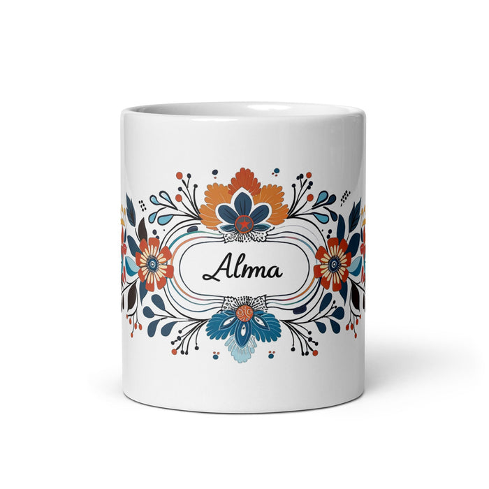 Alma Exclusive Name Art Piece Home Office Work Coffee Mug Mexican Spanish Pride Gift Cup One - Of - A - Kind Calligraphy White Glossy Mug | A8 - Mexicada