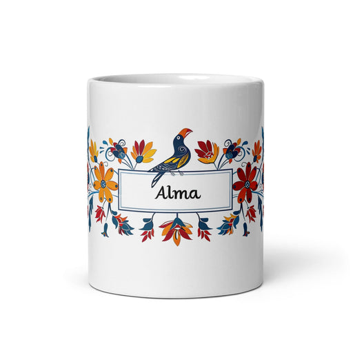 Alma Exclusive Name Art Piece Home Office Work Coffee Mug Mexican Spanish Pride Gift Cup One-Of-A-Kind Calligraphy White Glossy Mug | A9 Mexicada