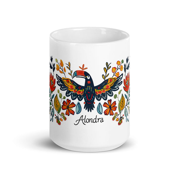 Alondra Exclusive Name Art Piece Home Office Work Coffee Mug Mexican Spanish Pride Gift Cup One - Of - A - Kind Calligraphy White Glossy Mug | A1 - Mexicada