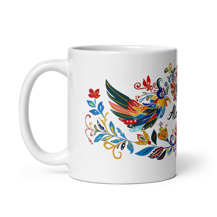 Alondra Exclusive Name Art Piece Home Office Work Coffee Mug Mexican Spanish Pride Gift Cup One-Of-A-Kind Calligraphy White Glossy Mug | A10 Mexicada