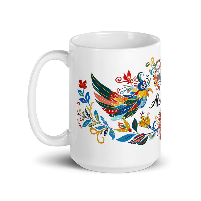 Alondra Exclusive Name Art Piece Home Office Work Coffee Mug Mexican Spanish Pride Gift Cup One-Of-A-Kind Calligraphy White Glossy Mug | A10 Mexicada