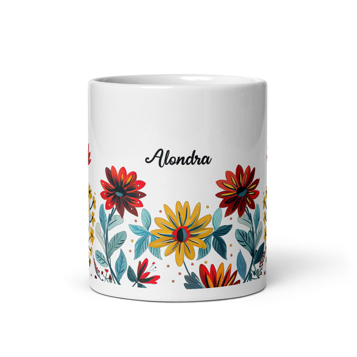 Alondra Exclusive Name Art Piece Home Office Work Coffee Mug Mexican Spanish Pride Gift Cup One - Of - A - Kind Calligraphy White Glossy Mug | A11 - Mexicada