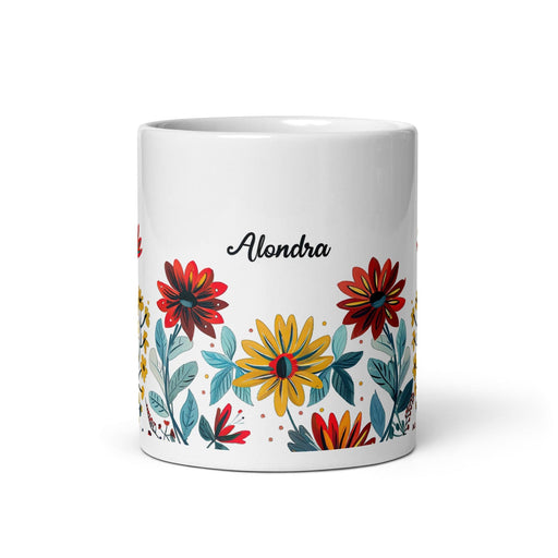 Alondra Exclusive Name Art Piece Home Office Work Coffee Mug Mexican Spanish Pride Gift Cup One-Of-A-Kind Calligraphy White Glossy Mug | A11 Mexicada