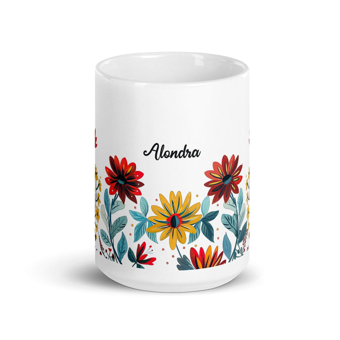 Alondra Exclusive Name Art Piece Home Office Work Coffee Mug Mexican Spanish Pride Gift Cup One-Of-A-Kind Calligraphy White Glossy Mug | A11 Mexicada