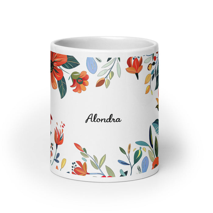 Alondra Exclusive Name Art Piece Home Office Work Coffee Mug Mexican Spanish Pride Gift Cup One - Of - A - Kind Calligraphy White Glossy Mug | A12 - Mexicada