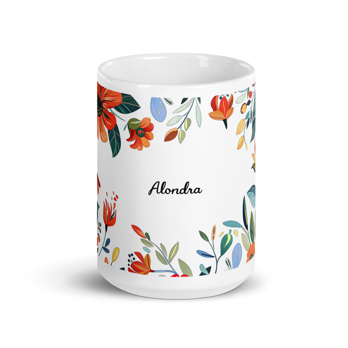 Alondra Exclusive Name Art Piece Home Office Work Coffee Mug Mexican Spanish Pride Gift Cup One - Of - A - Kind Calligraphy White Glossy Mug | A12 - Mexicada