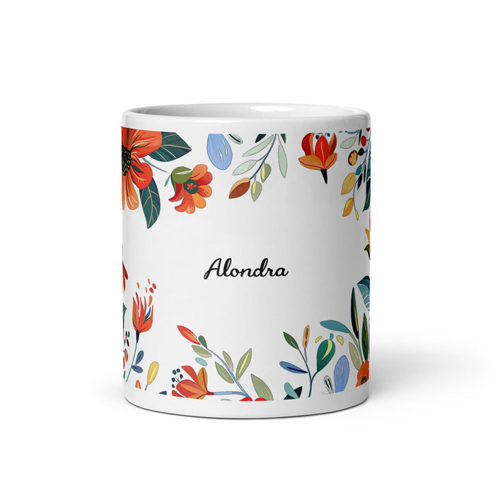 Alondra Exclusive Name Art Piece Home Office Work Coffee Mug Mexican Spanish Pride Gift Cup One - Of - A - Kind Calligraphy White Glossy Mug | A12 - Mexicada