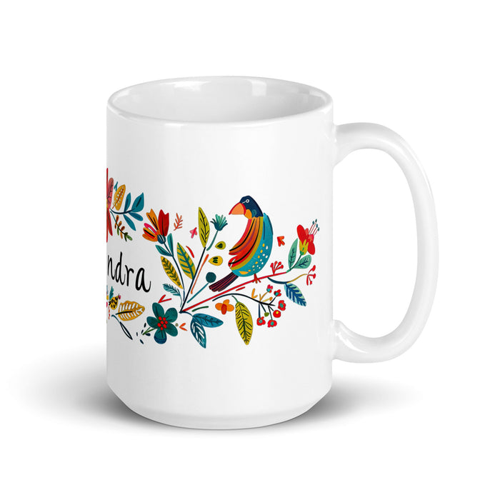 Alondra Exclusive Name Art Piece Home Office Work Coffee Mug Mexican Spanish Pride Gift Cup One - Of - A - Kind Calligraphy White Glossy Mug | A13 - Mexicada