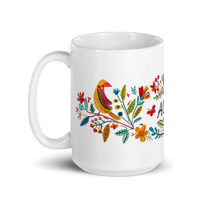 Alondra Exclusive Name Art Piece Home Office Work Coffee Mug Mexican Spanish Pride Gift Cup One - Of - A - Kind Calligraphy White Glossy Mug | A13 - Mexicada