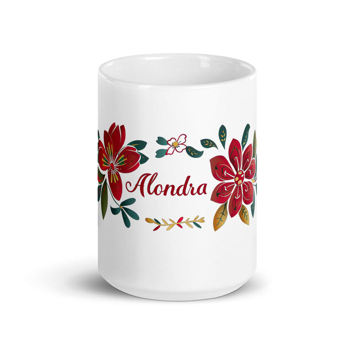 Alondra Exclusive Name Art Piece Home Office Work Coffee Mug Mexican Spanish Pride Gift Cup One - Of - A - Kind Calligraphy White Glossy Mug | A2 - Mexicada