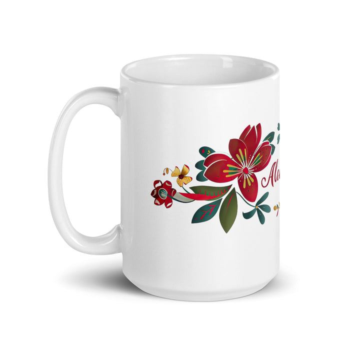 Alondra Exclusive Name Art Piece Home Office Work Coffee Mug Mexican Spanish Pride Gift Cup One - Of - A - Kind Calligraphy White Glossy Mug | A2 - Mexicada