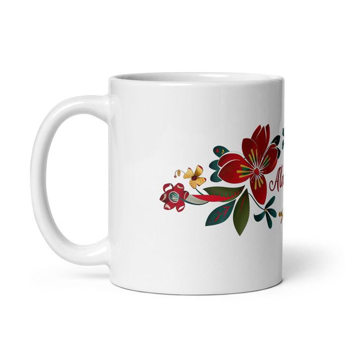 Alondra Exclusive Name Art Piece Home Office Work Coffee Mug Mexican Spanish Pride Gift Cup One-Of-A-Kind Calligraphy White Glossy Mug | A2 Mexicada