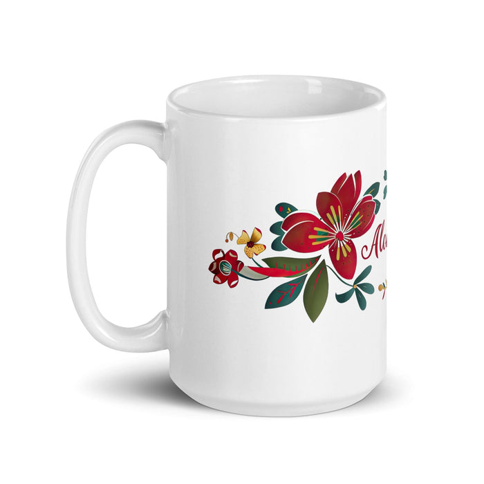 Alondra Exclusive Name Art Piece Home Office Work Coffee Mug Mexican Spanish Pride Gift Cup One-Of-A-Kind Calligraphy White Glossy Mug | A2 Mexicada