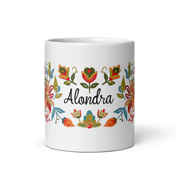 Alondra Exclusive Name Art Piece Home Office Work Coffee Mug Mexican Spanish Pride Gift Cup One - Of - A - Kind Calligraphy White Glossy Mug | A3 - Mexicada