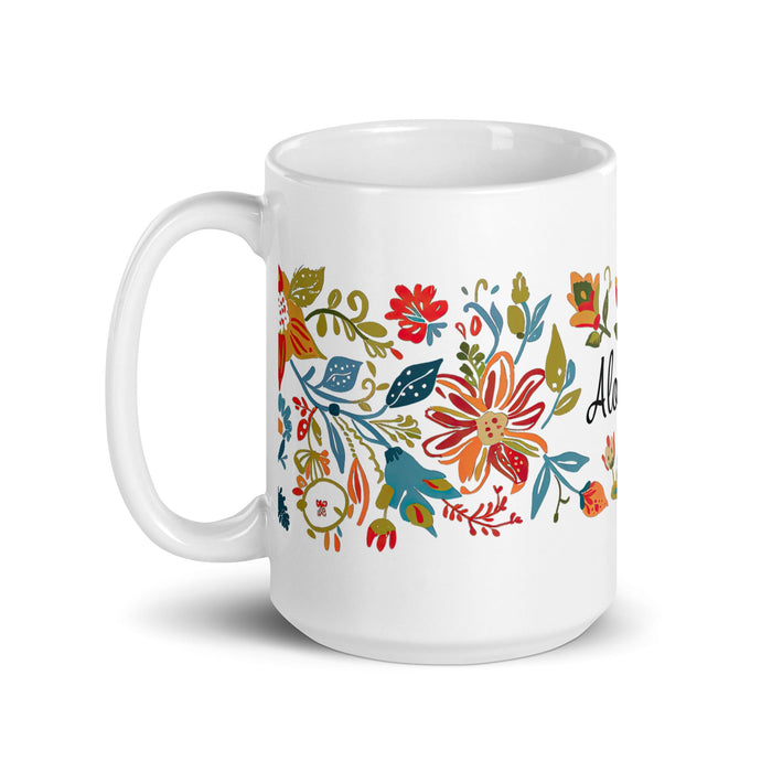 Alondra Exclusive Name Art Piece Home Office Work Coffee Mug Mexican Spanish Pride Gift Cup One - Of - A - Kind Calligraphy White Glossy Mug | A3 - Mexicada