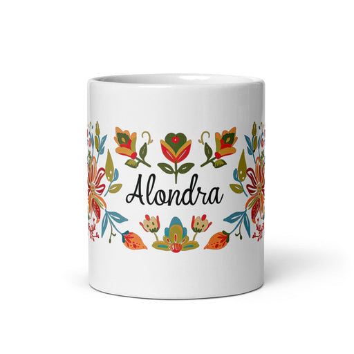 Alondra Exclusive Name Art Piece Home Office Work Coffee Mug Mexican Spanish Pride Gift Cup One-Of-A-Kind Calligraphy White Glossy Mug | A3 Mexicada