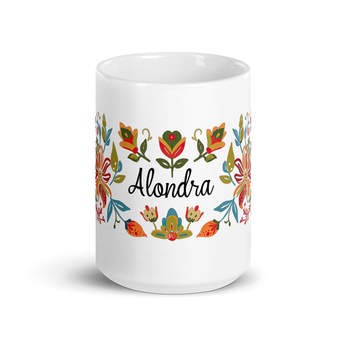 Alondra Exclusive Name Art Piece Home Office Work Coffee Mug Mexican Spanish Pride Gift Cup One-Of-A-Kind Calligraphy White Glossy Mug | A3 Mexicada