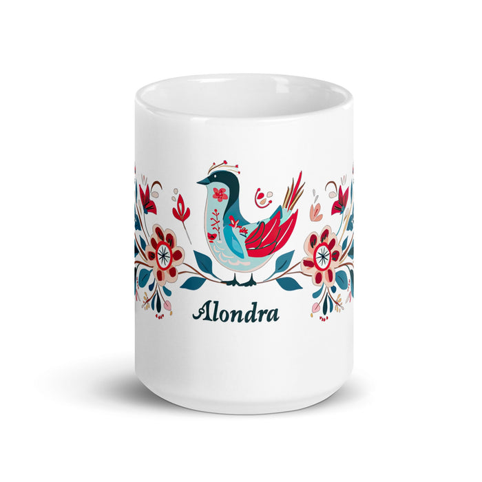 Alondra Exclusive Name Art Piece Home Office Work Coffee Mug Mexican Spanish Pride Gift Cup One - Of - A - Kind Calligraphy White Glossy Mug | A4 - Mexicada