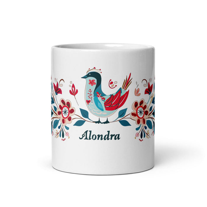 Alondra Exclusive Name Art Piece Home Office Work Coffee Mug Mexican Spanish Pride Gift Cup One-Of-A-Kind Calligraphy White Glossy Mug | A4 Mexicada