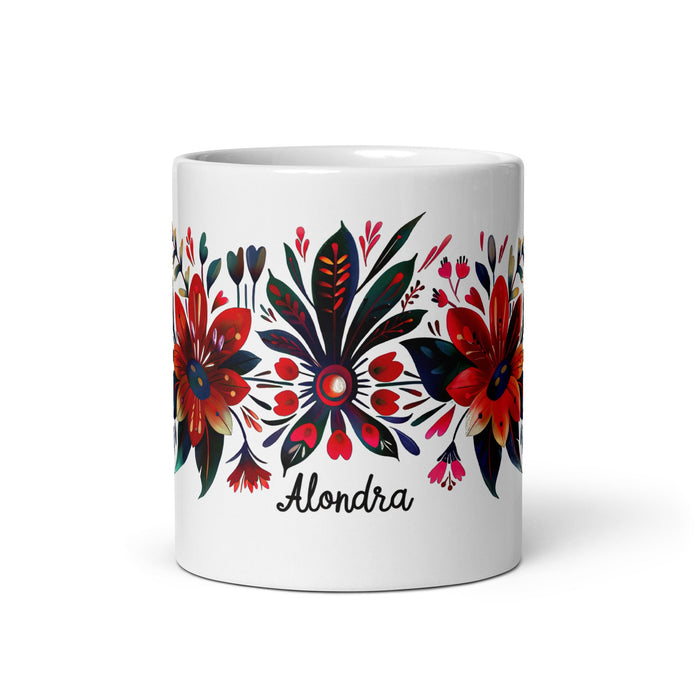 Alondra Exclusive Name Art Piece Home Office Work Coffee Mug Mexican Spanish Pride Gift Cup One - Of - A - Kind Calligraphy White Glossy Mug | A5 - Mexicada