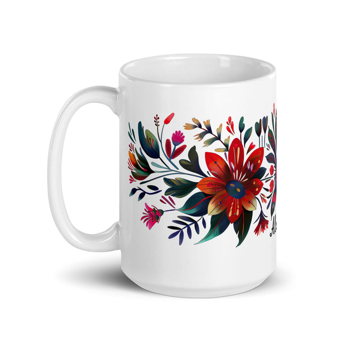 Alondra Exclusive Name Art Piece Home Office Work Coffee Mug Mexican Spanish Pride Gift Cup One - Of - A - Kind Calligraphy White Glossy Mug | A5 - Mexicada